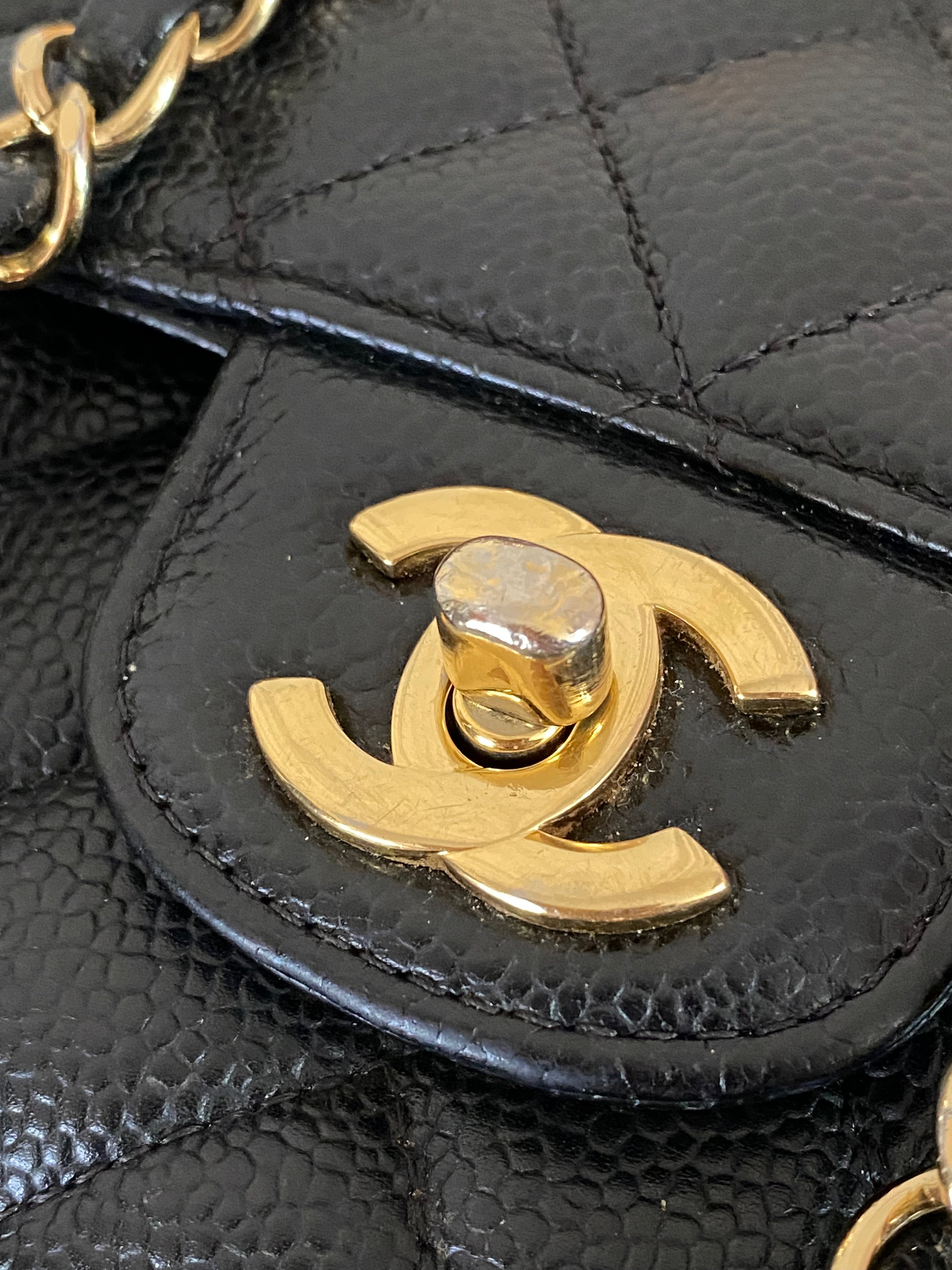 Chanel Black CC Classic Double Flap Medium Bag