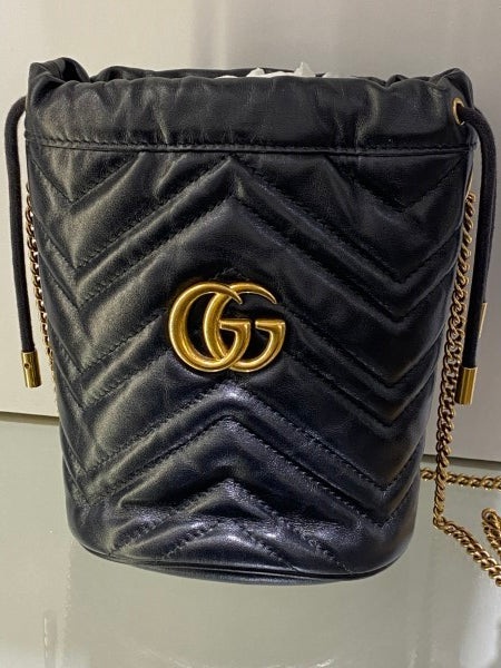 Gucci Black GG Marmont Mini Bucket Bag