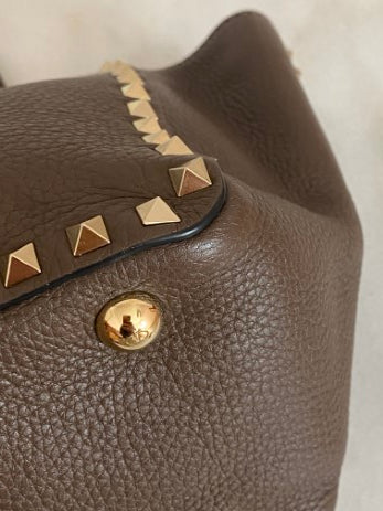 Valentino Cacao Tote Rockstud Bag