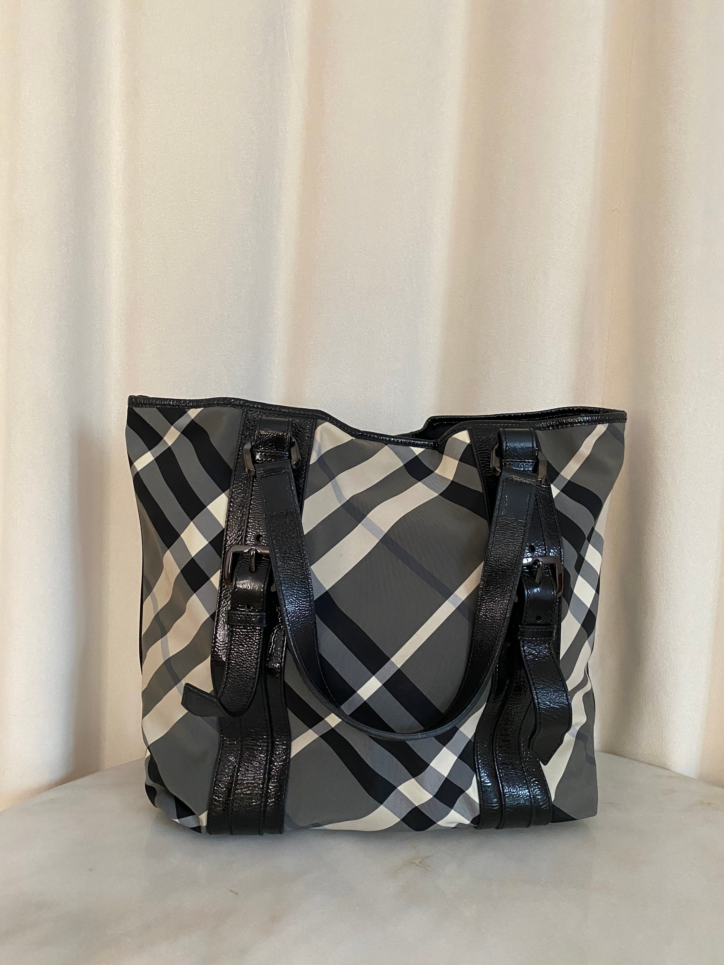 Burberry Black Beat Check Shoulder Bag