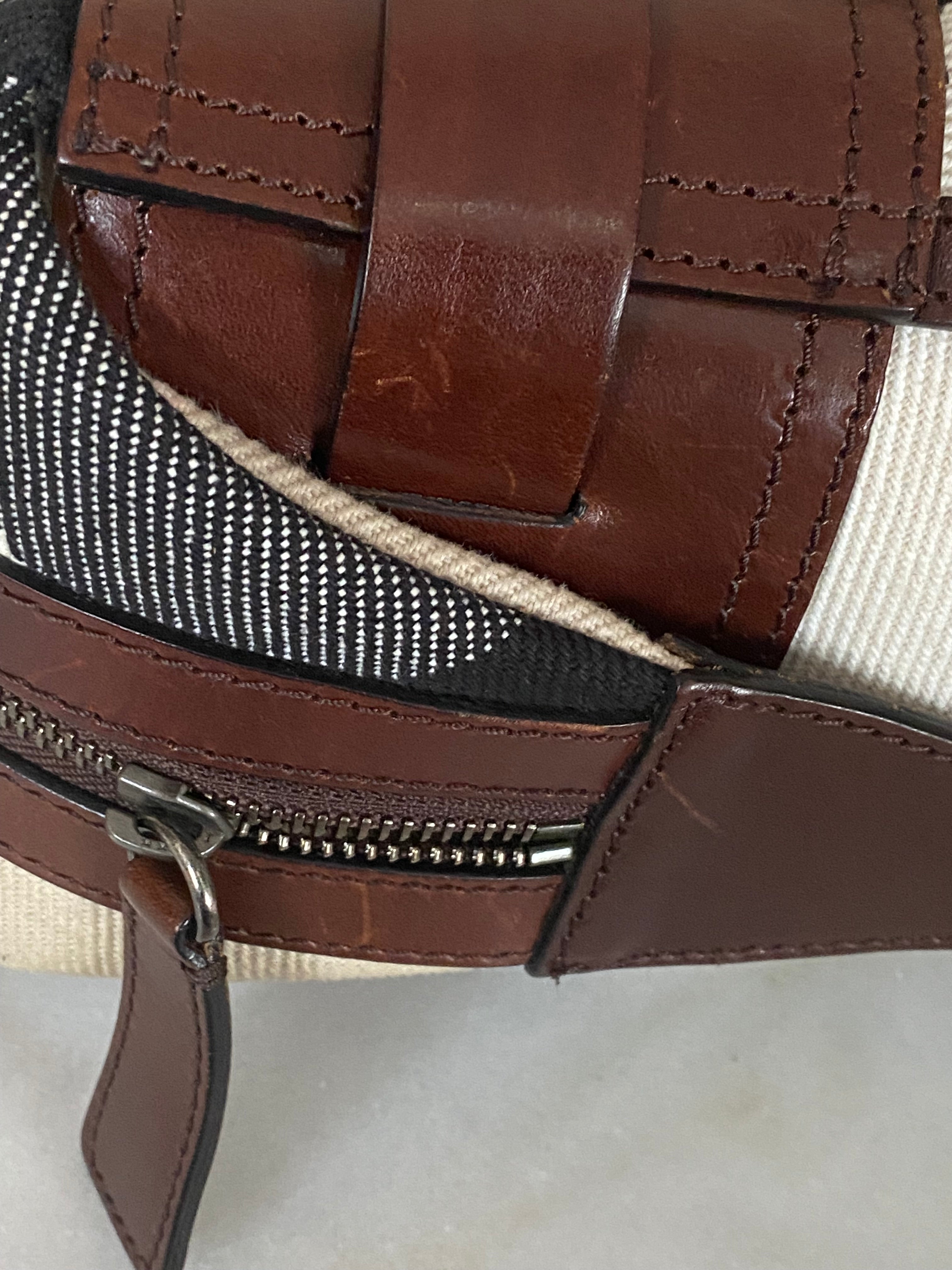 Burberry Brown Bridle Nova Check Zip Top Handle Bag