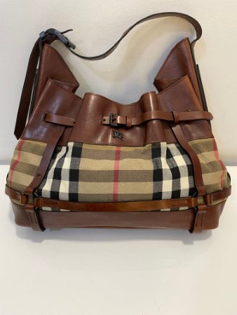 Burberry Bicolor House Check Belted Shoulder Bag