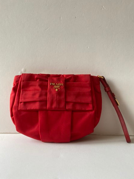 Prada Red Nylon Small Clutch