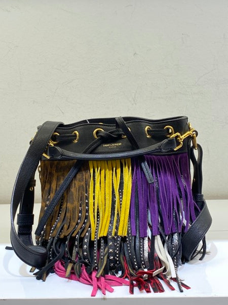 YSL Black Multicolor Emmanuelle Bucket Bag