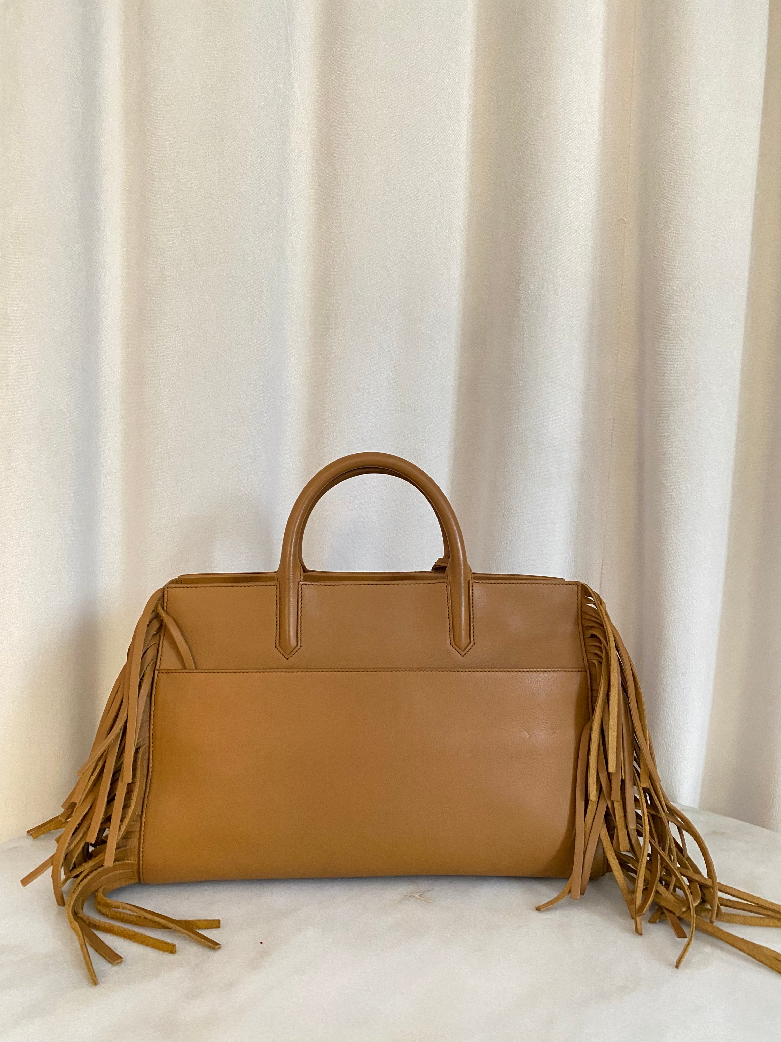 YSL Brown Fringe Rive Gauche Cabas Bag