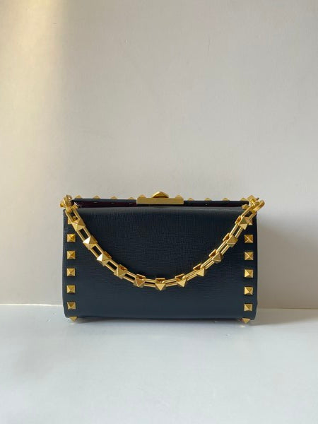 Valentino Black Rockstud Alcove Box Bag