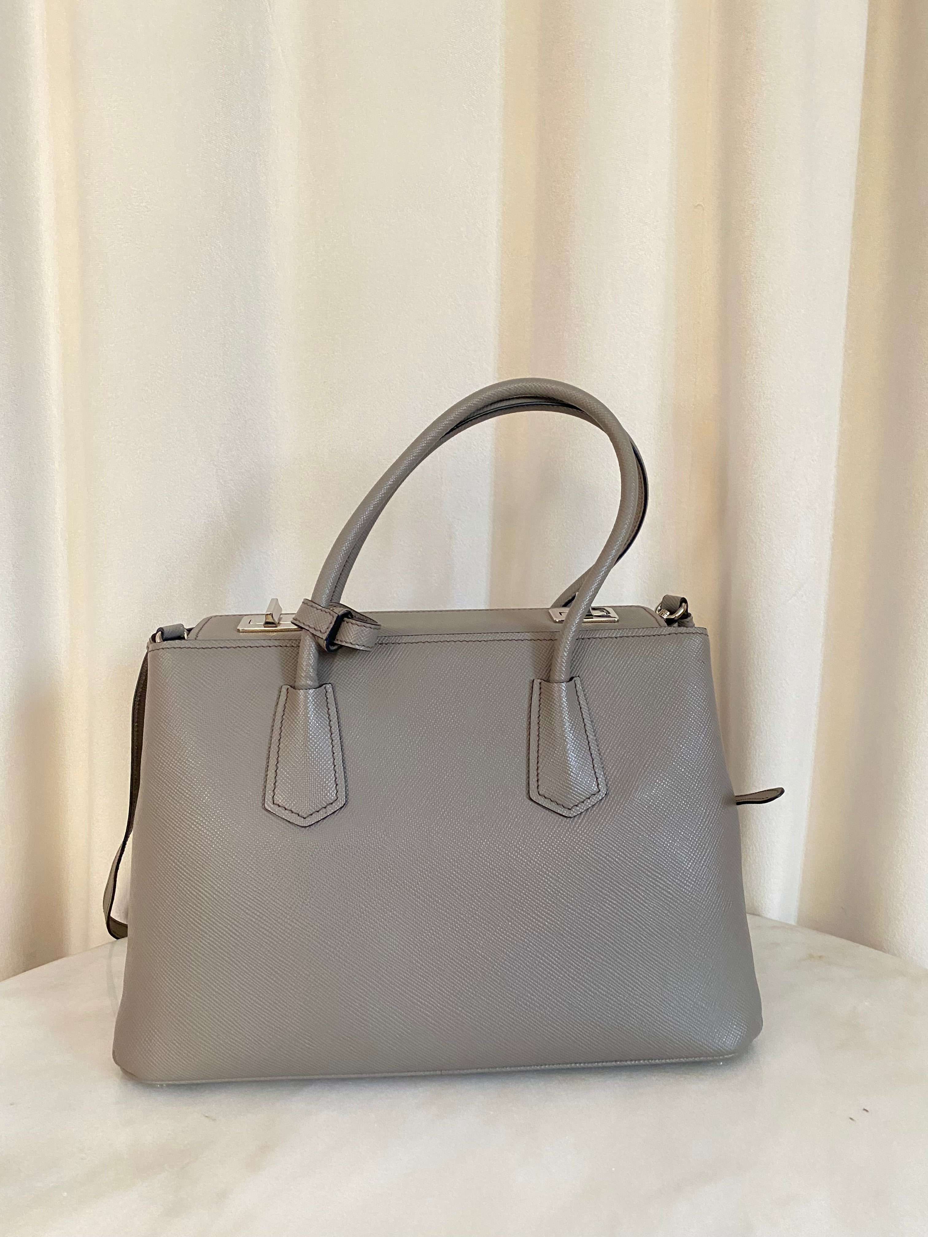 Prada Grey Twin Tote Bag