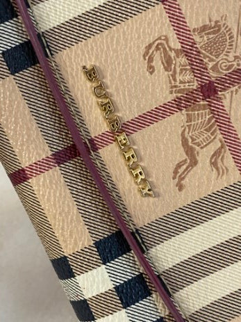 Burberry Haymarket Pink Flap Long Wallet