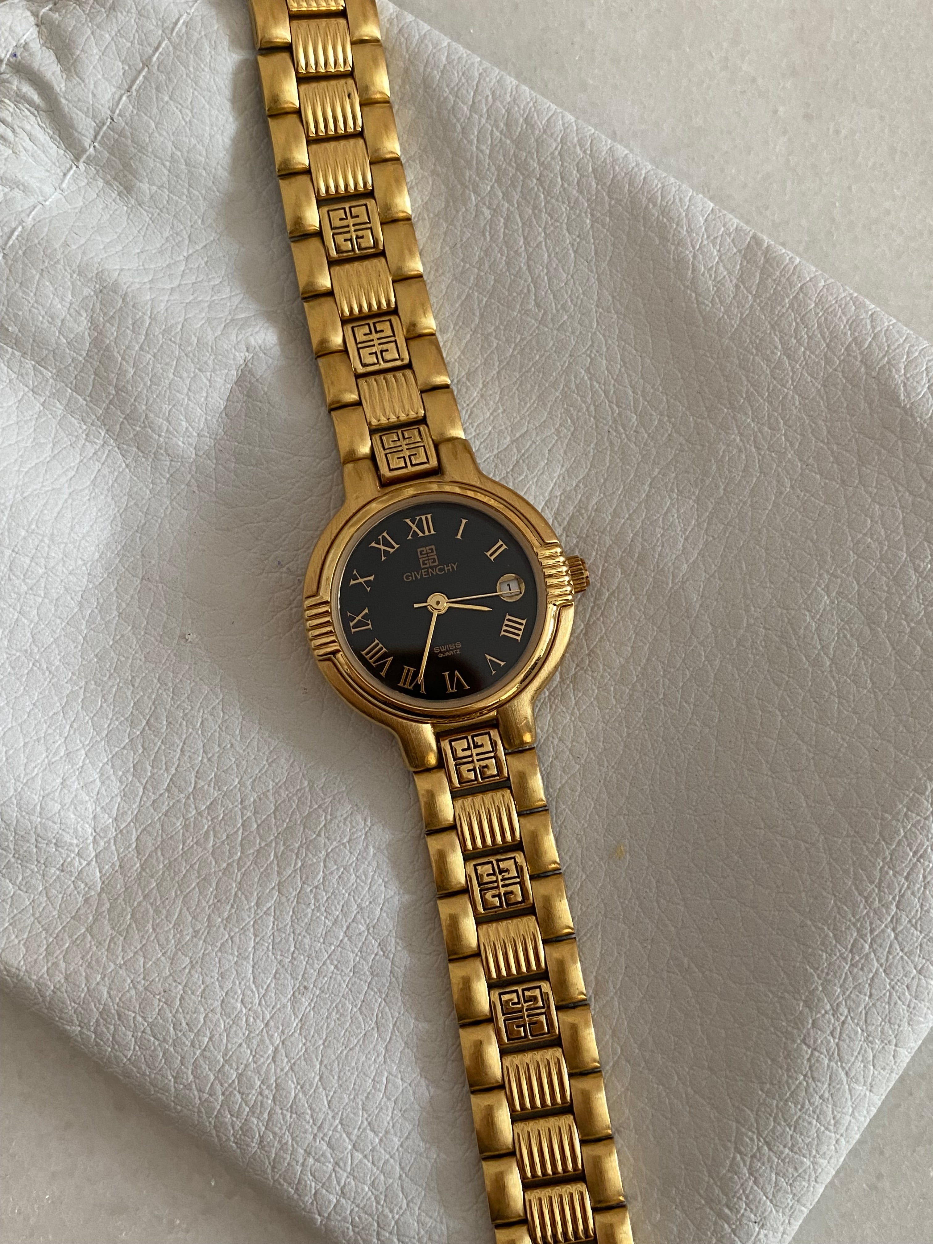 Givenchy Gold Round Face Logo Bezel Watch