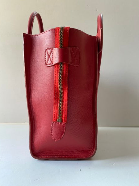 Celine Red Micro Luggage Tote Bag