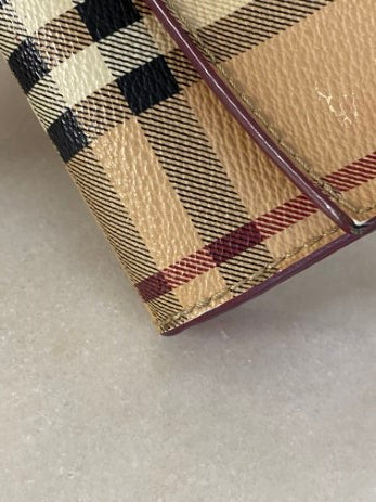 Burberry Haymarket Pink Flap Long Wallet