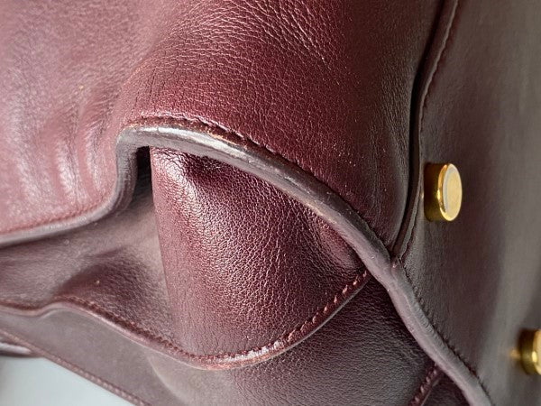 YSL Burgundy Sac De Jour Medium Tote Bag