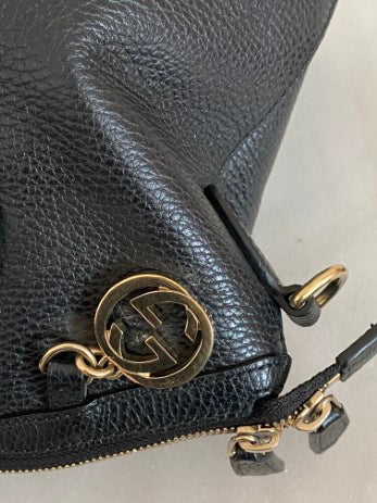 Gucci Black Tote Charm Dome Satchel Bag