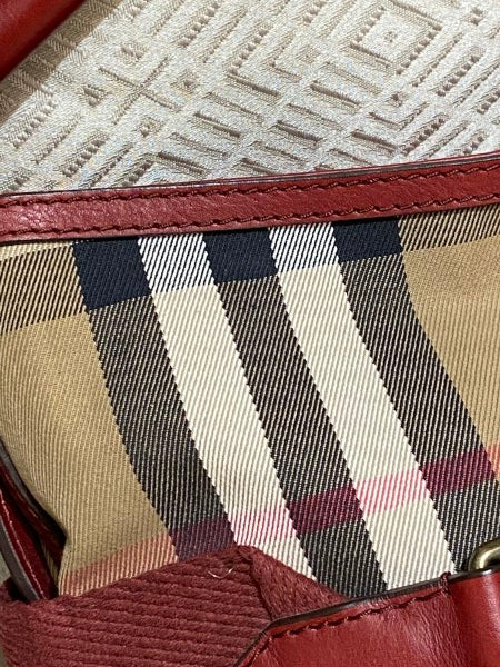 Burberry Burgundy House Check Parsons Hobo Bag