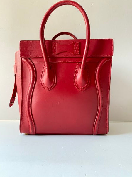 Celine Red Micro Luggage Tote Bag