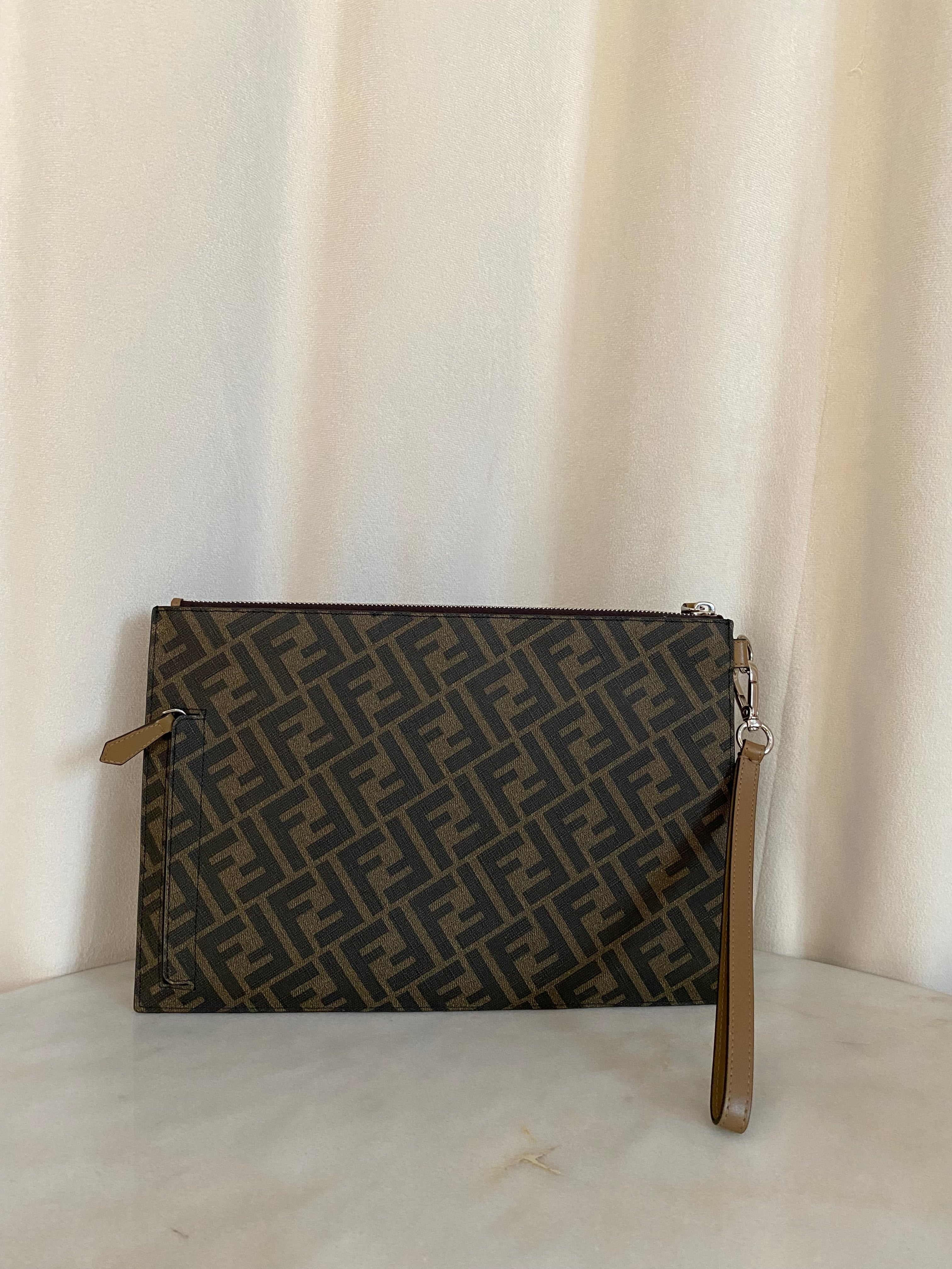 Fendi Tricolor Diagonal Flat FF Pouch