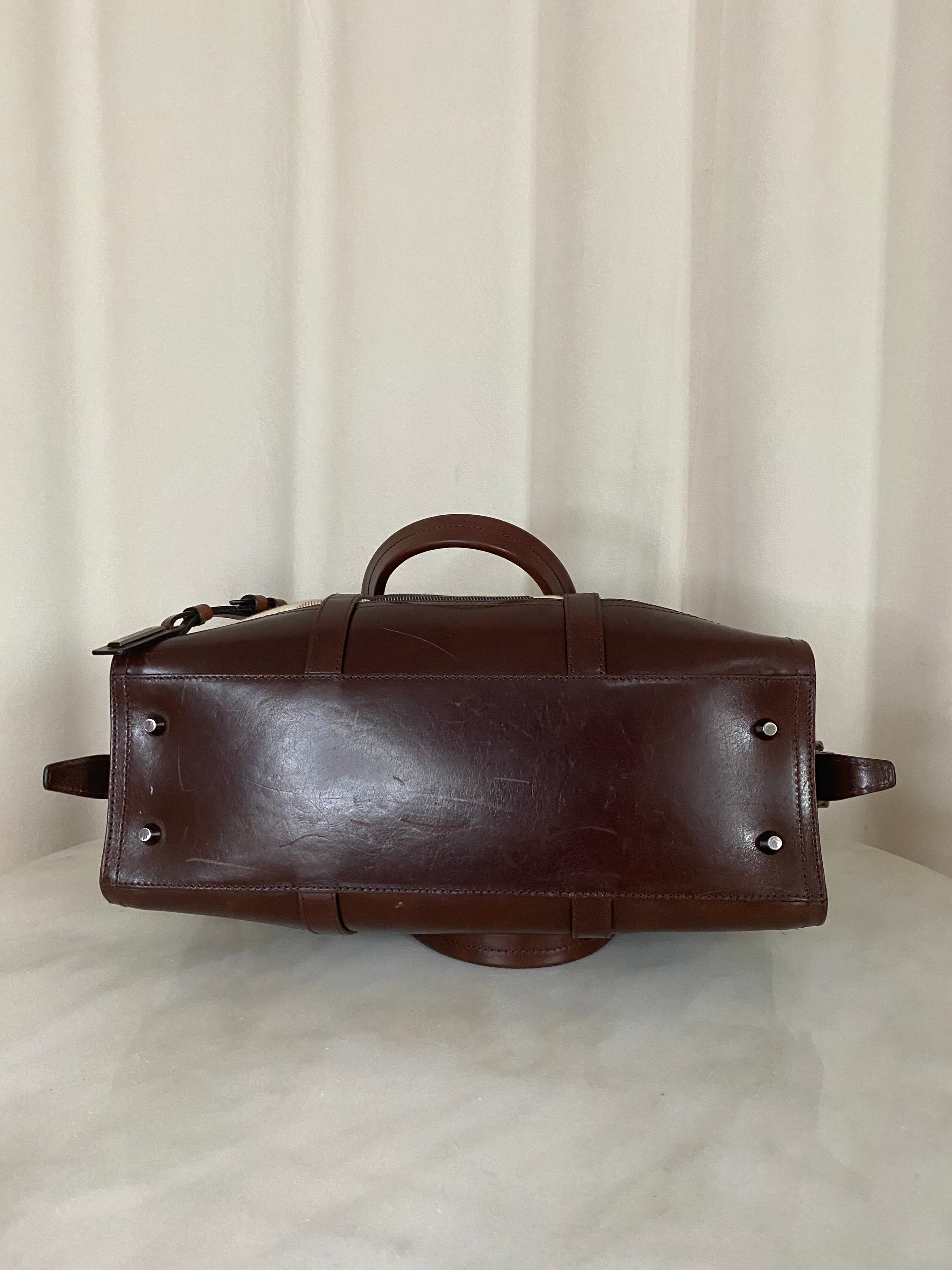 Burberry Brown Bridle Nova Check Zip Top Handle Bag