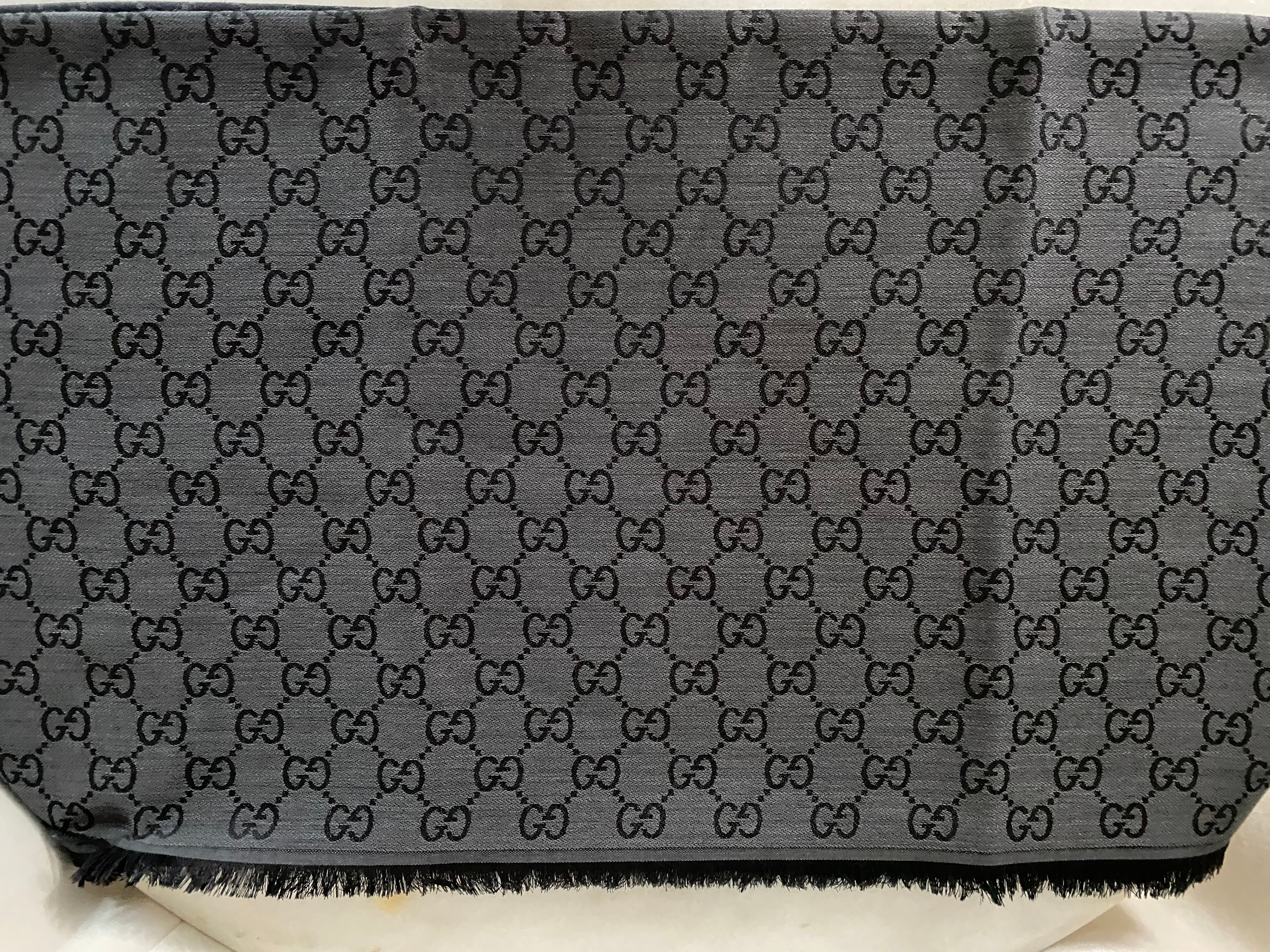 Gucci Dark Grey GG Scarf