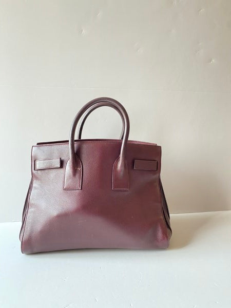 YSL Burgundy Sac De Jour Medium Tote Bag