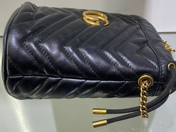 Gucci Black GG Marmont Mini Bucket Bag