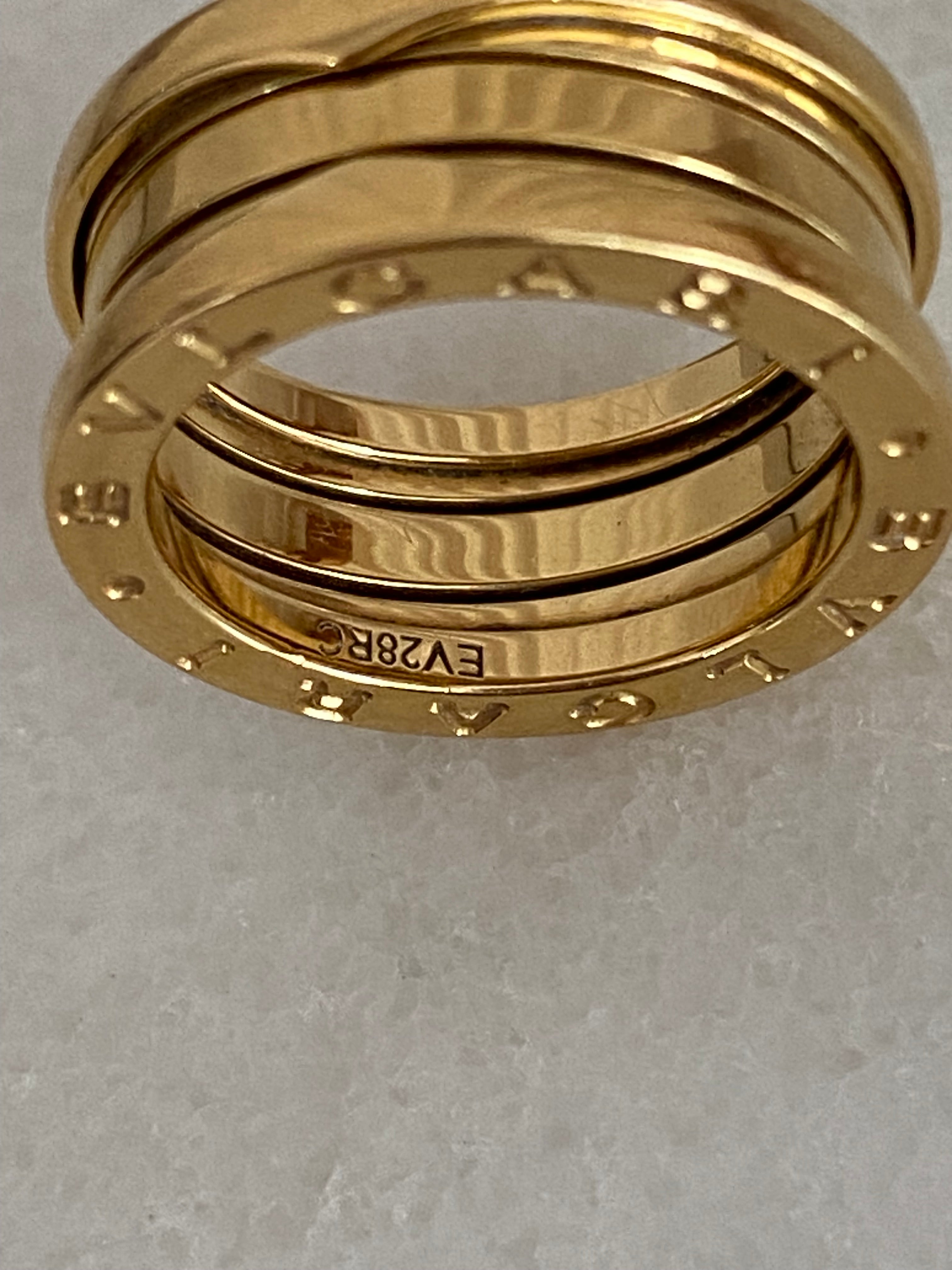 Bvlgari 18K Yellow Gold B. Zero 3 Band Ring 51