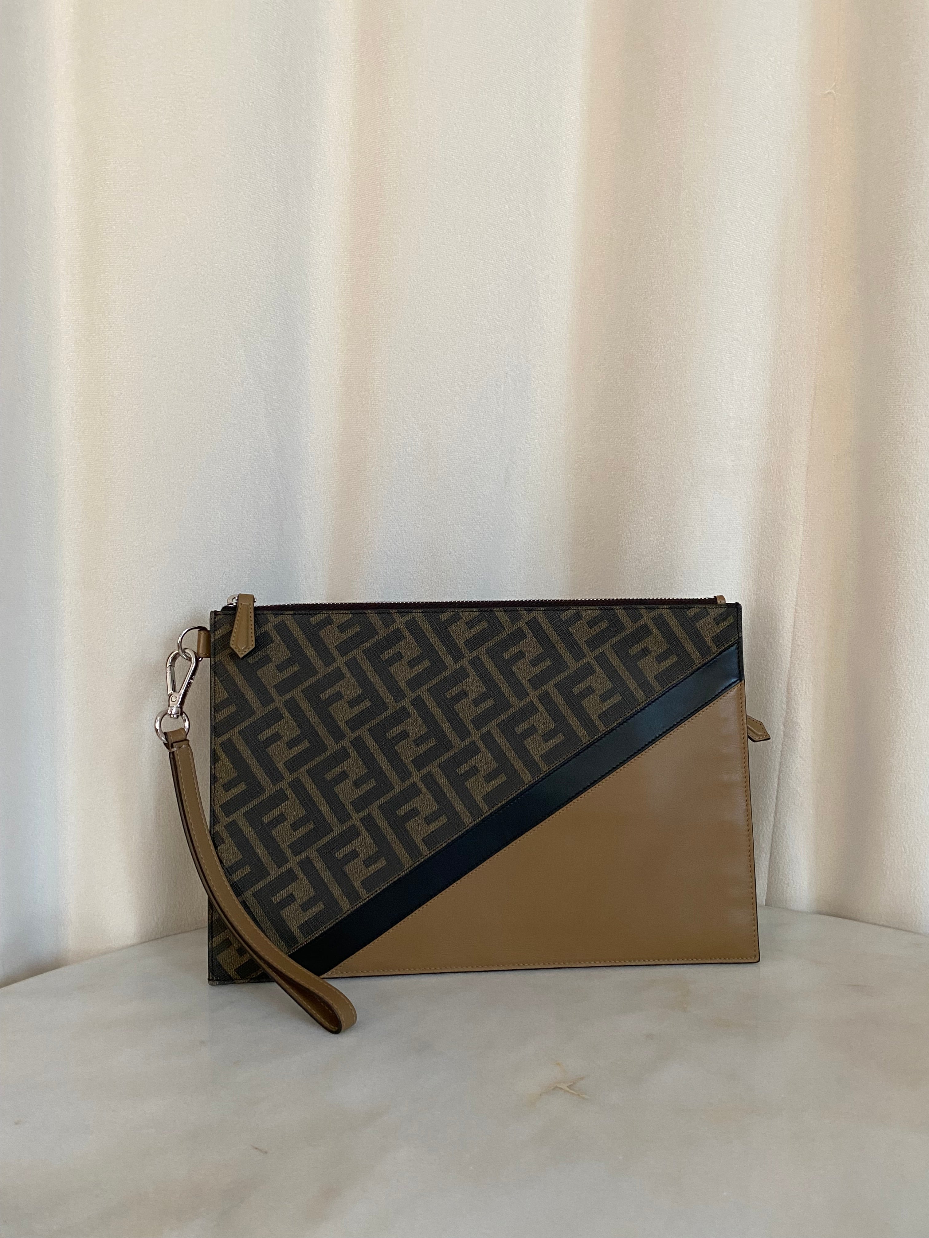 Fendi Tricolor Diagonal Flat FF Pouch