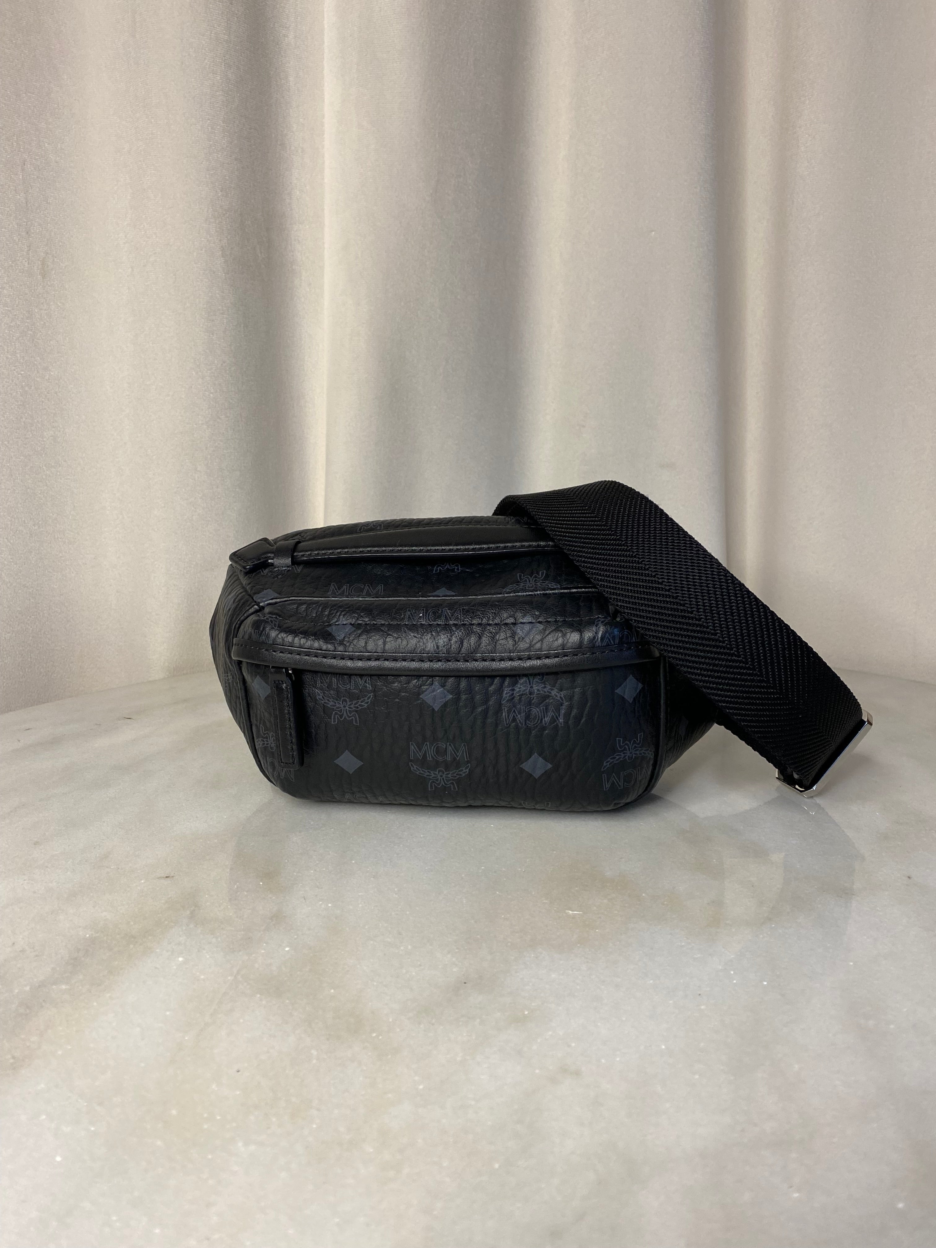 MCM Black Monogram Waist Bag