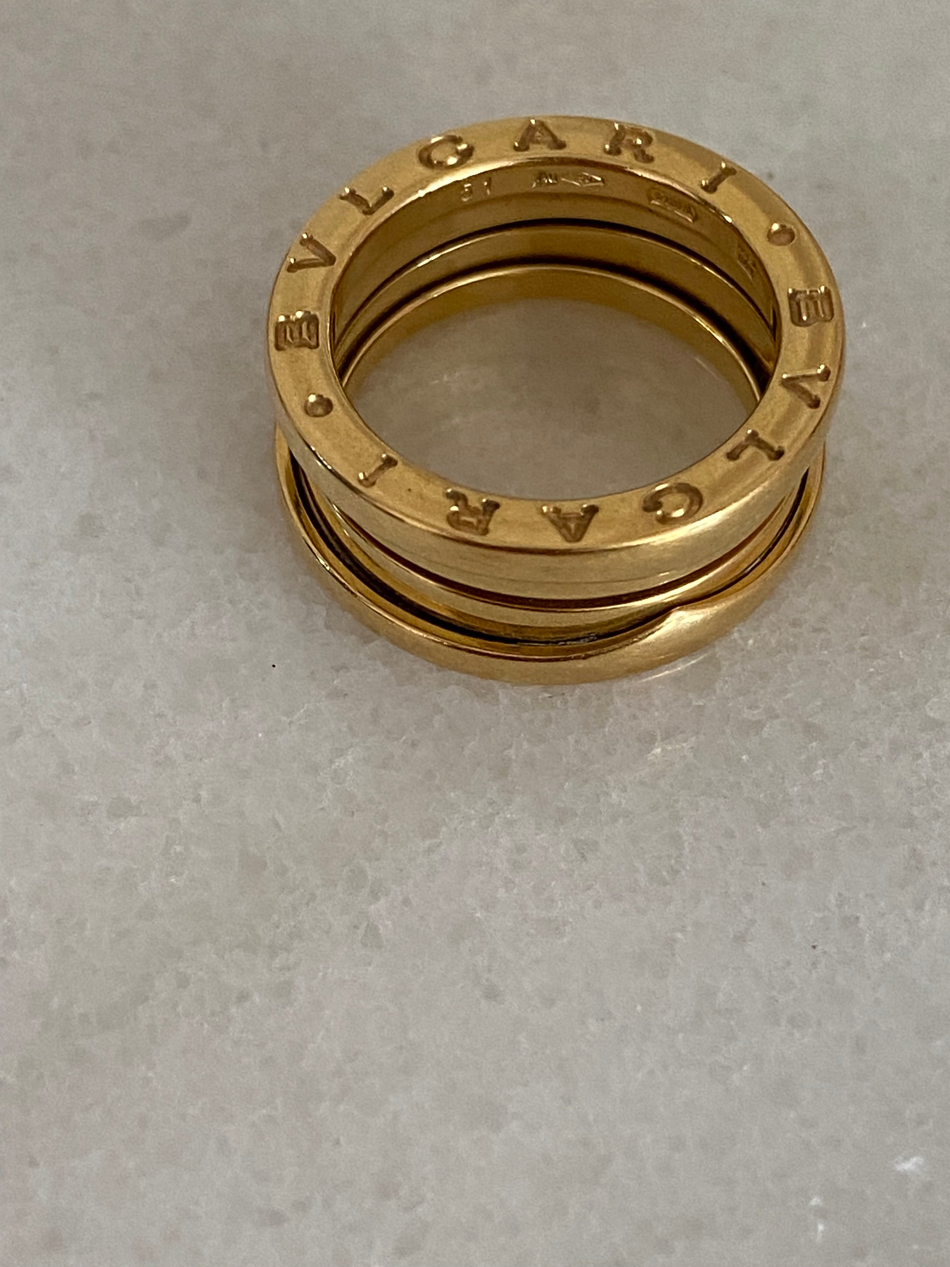 Bvlgari 18K Yellow Gold B. Zero 3 Band Ring 51