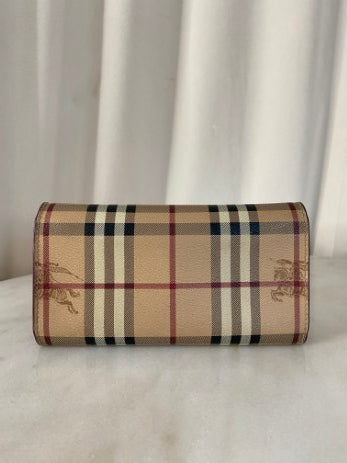 Burberry Haymarket Pink Flap Long Wallet