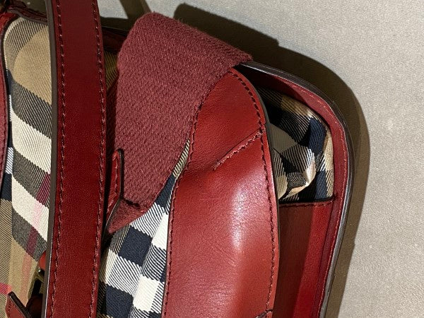 Burberry Burgundy House Check Parsons Hobo Bag