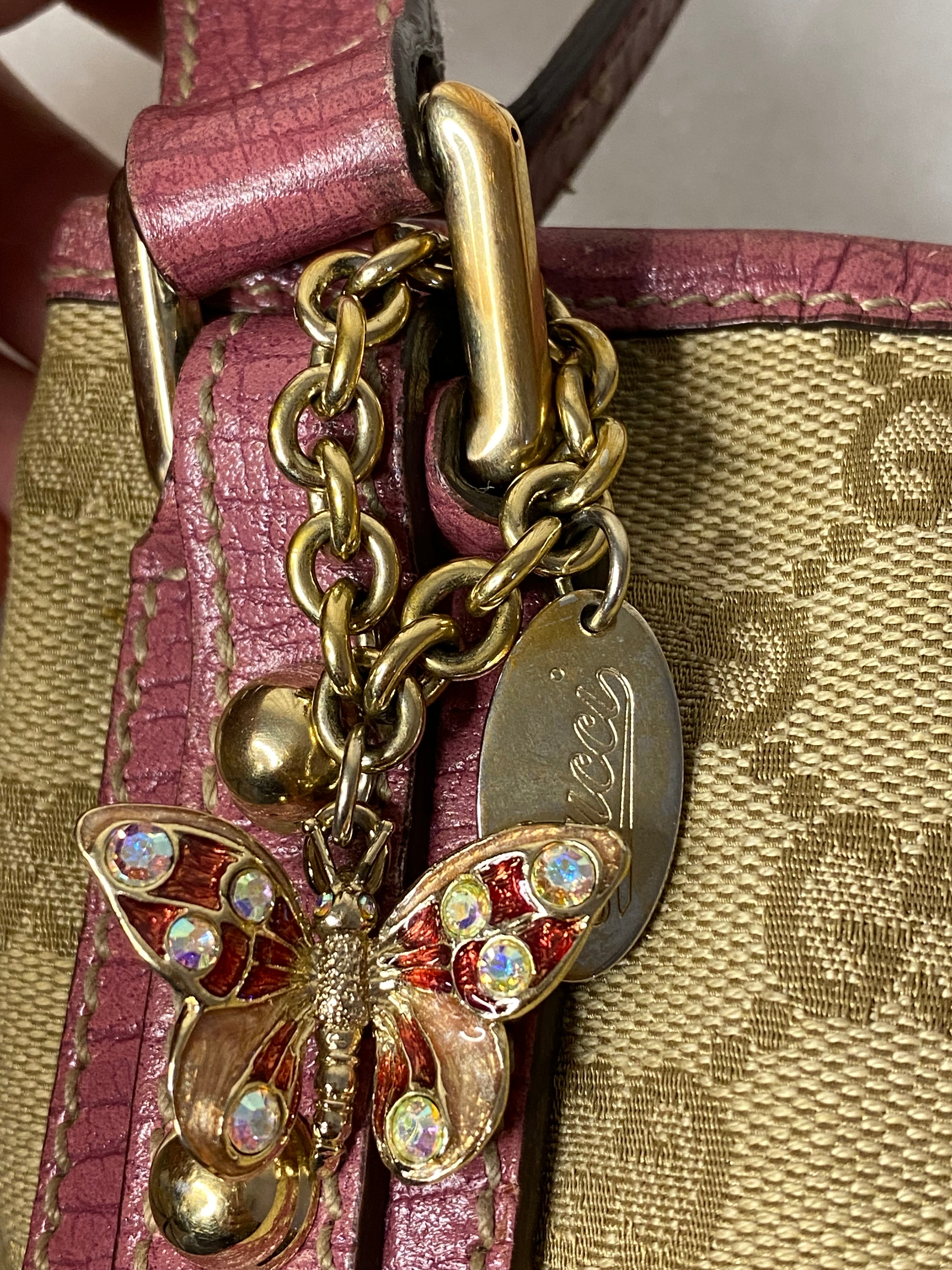 Gucci Bicolor GG Crossbody Bag W/ Bag Charm