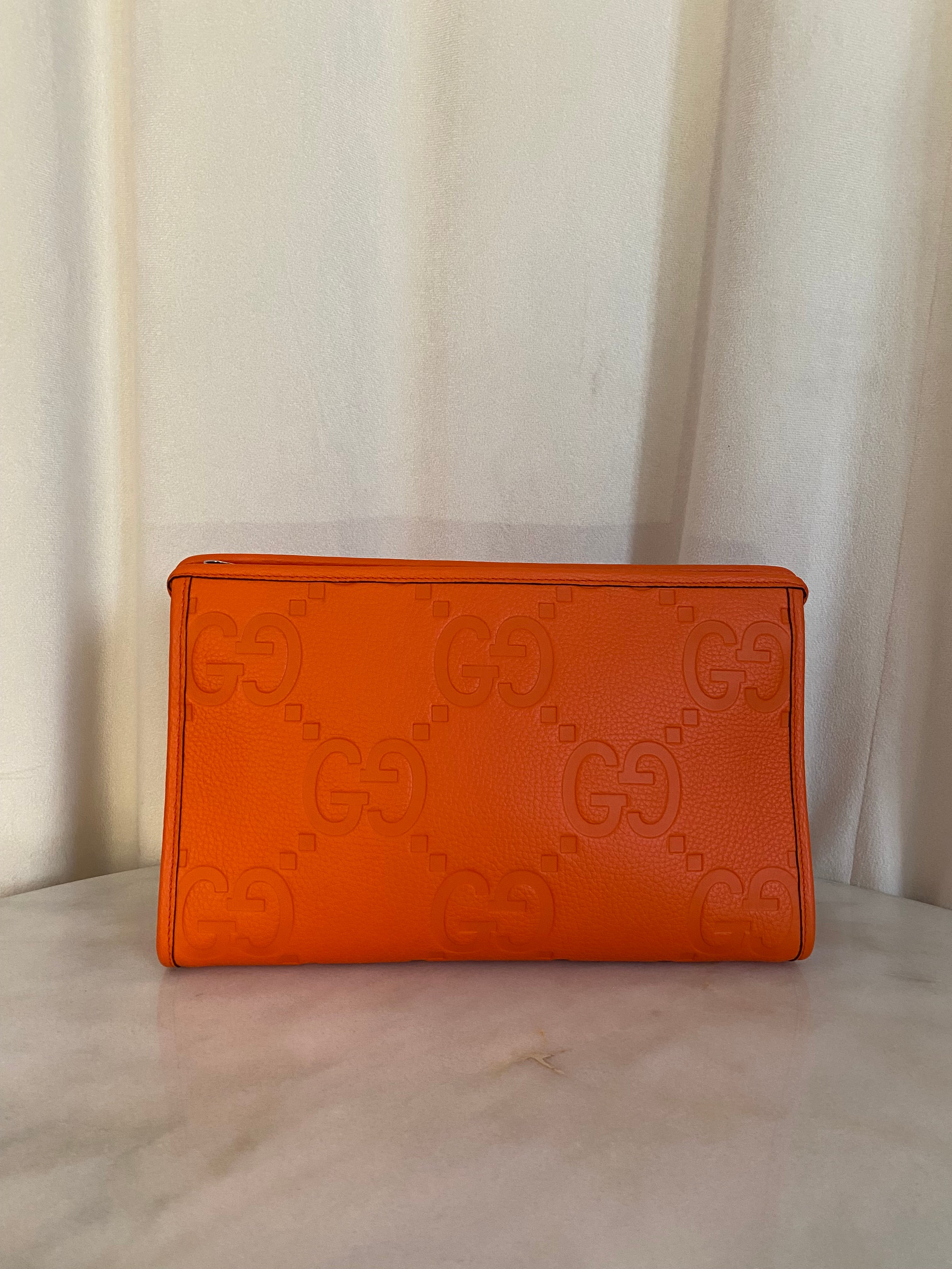 Gucci Orange GG Jumbo Zipper Pouch