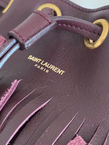 YSL Burgundy Emmanuelle Fringed Hand Bag