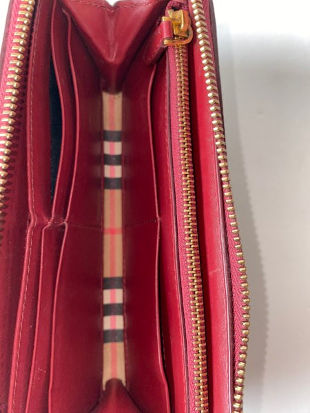 Burberry Dark Red House Check Long Wallet