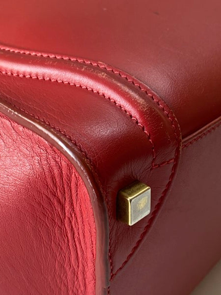 Celine Red Micro Luggage Tote Bag