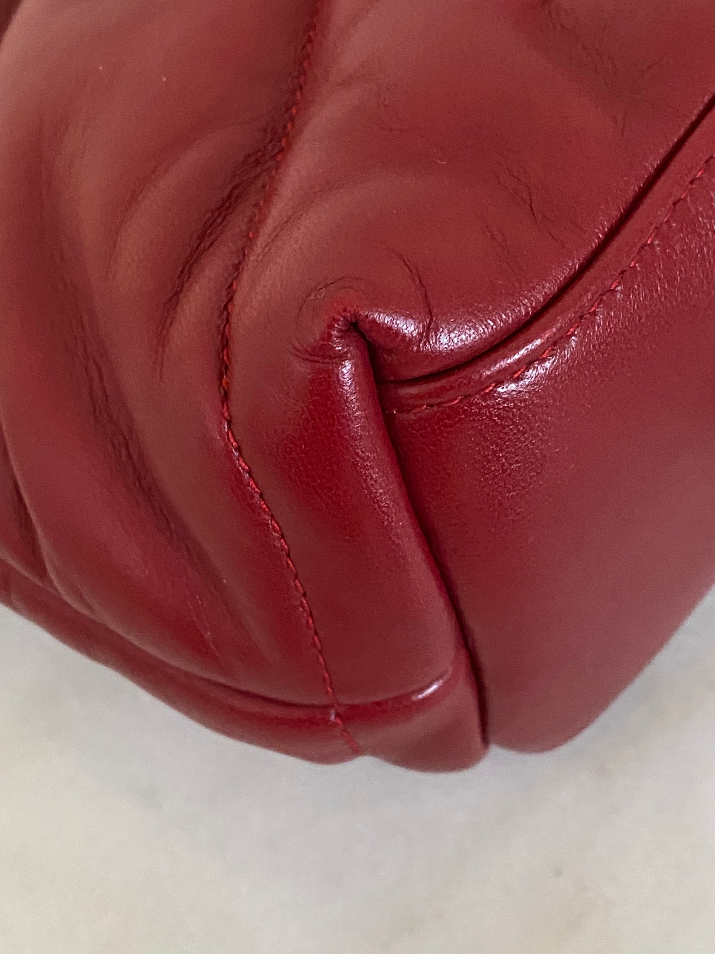 YSL Burgundy Puffer Small Shoulder Bag