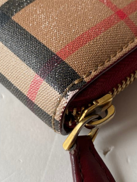 Burberry Dark Red House Check Long Wallet