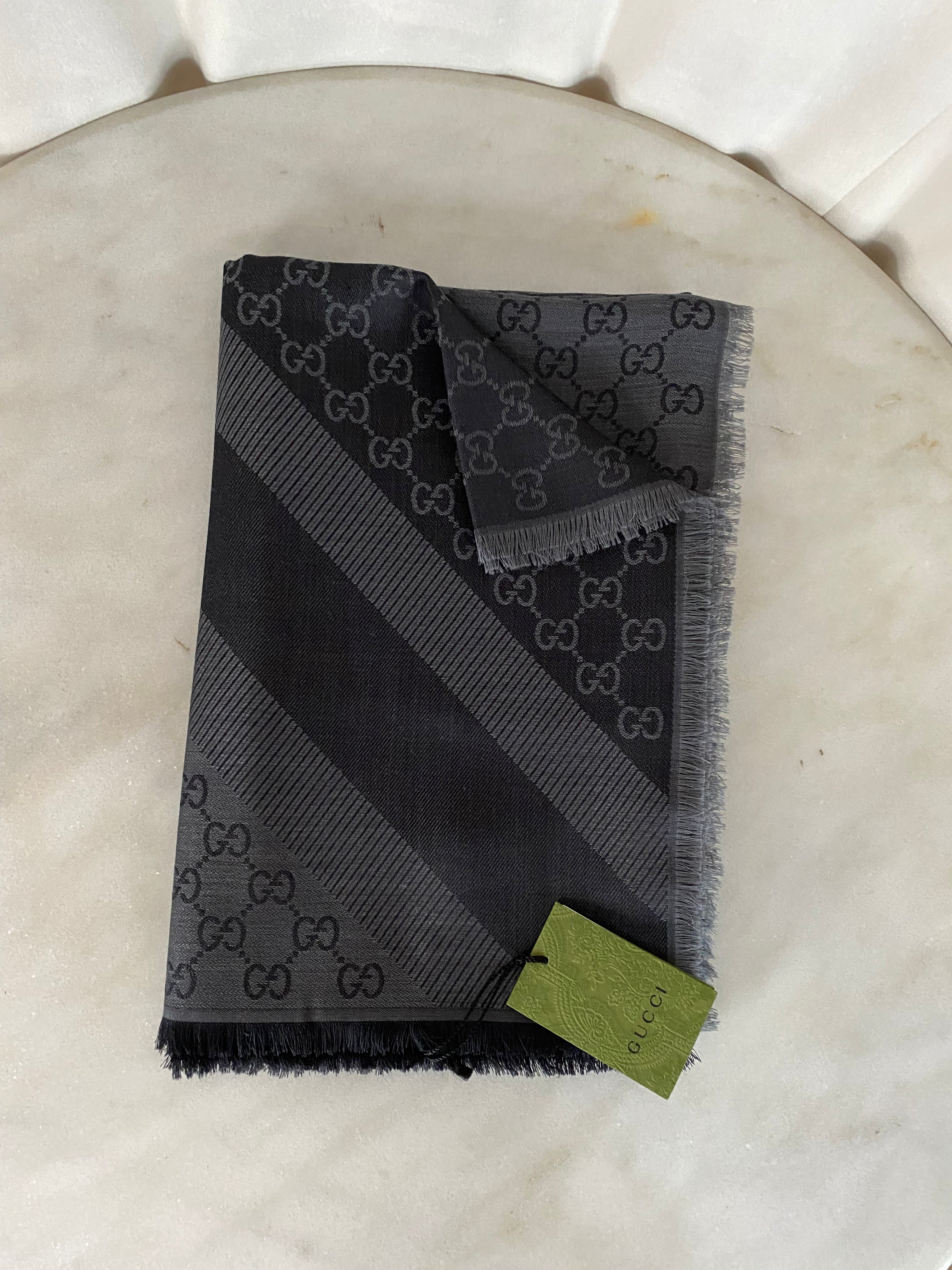 Gucci Dark Grey GG Scarf