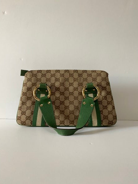 Gucci Tricolor GG Bamboo Satchel Small Bag