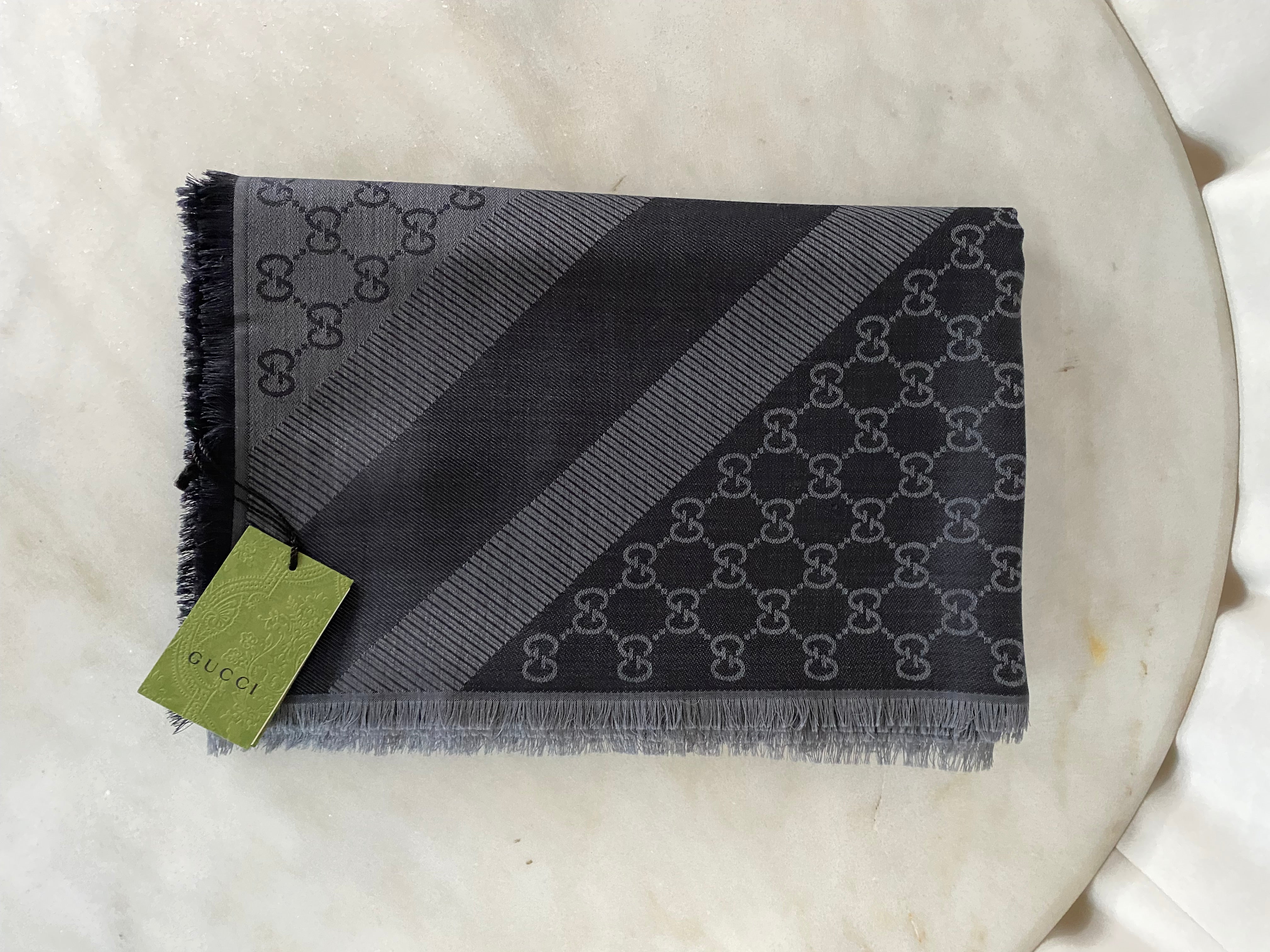 Gucci Dark Grey GG Scarf