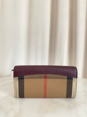 Burberry Burgundy House Check Long MVV Wallet