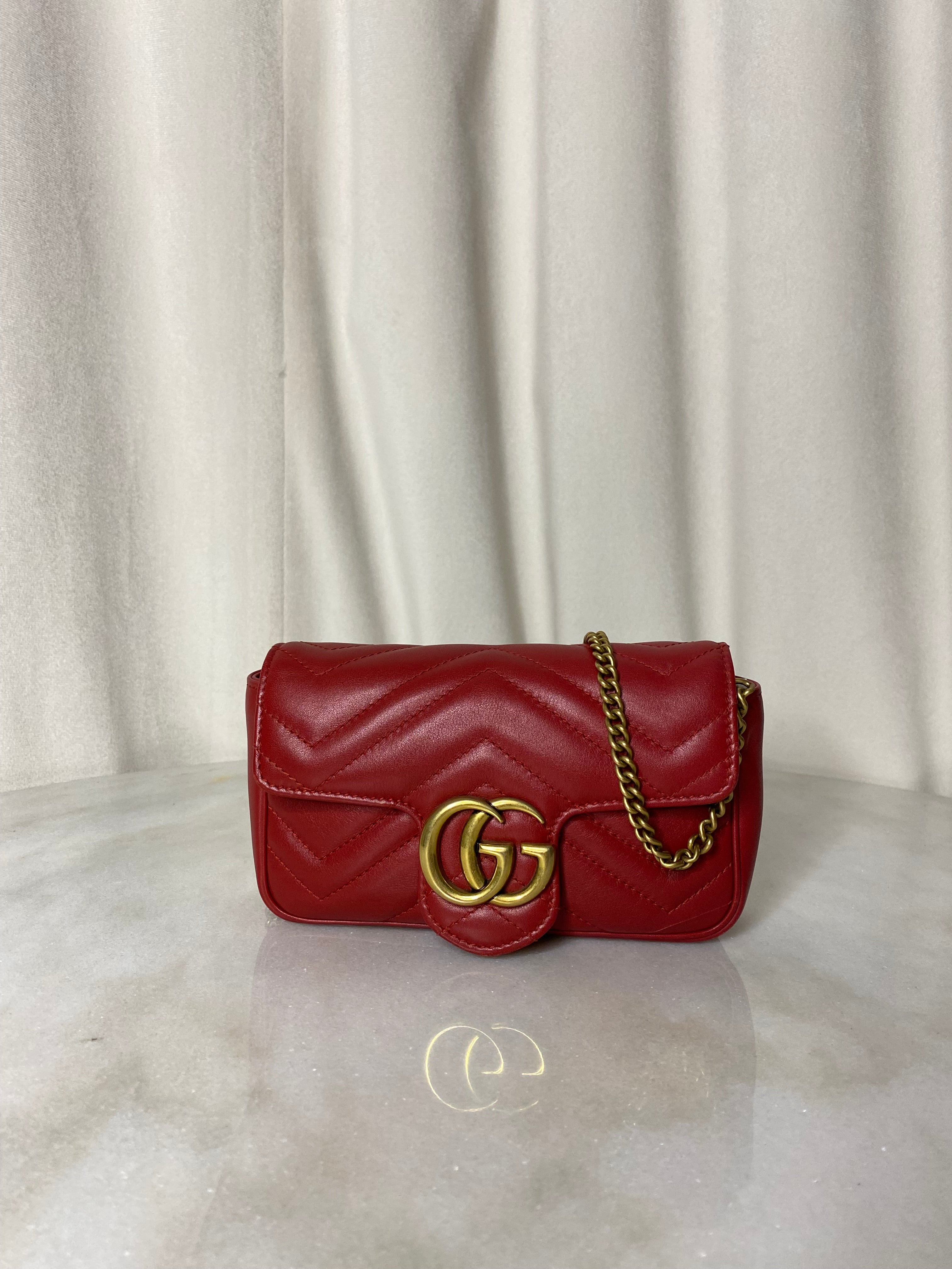 Gucci Red Marmont Super Mini Bag