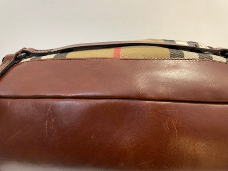 Burberry Bicolor House Check Belted Shoulder Bag