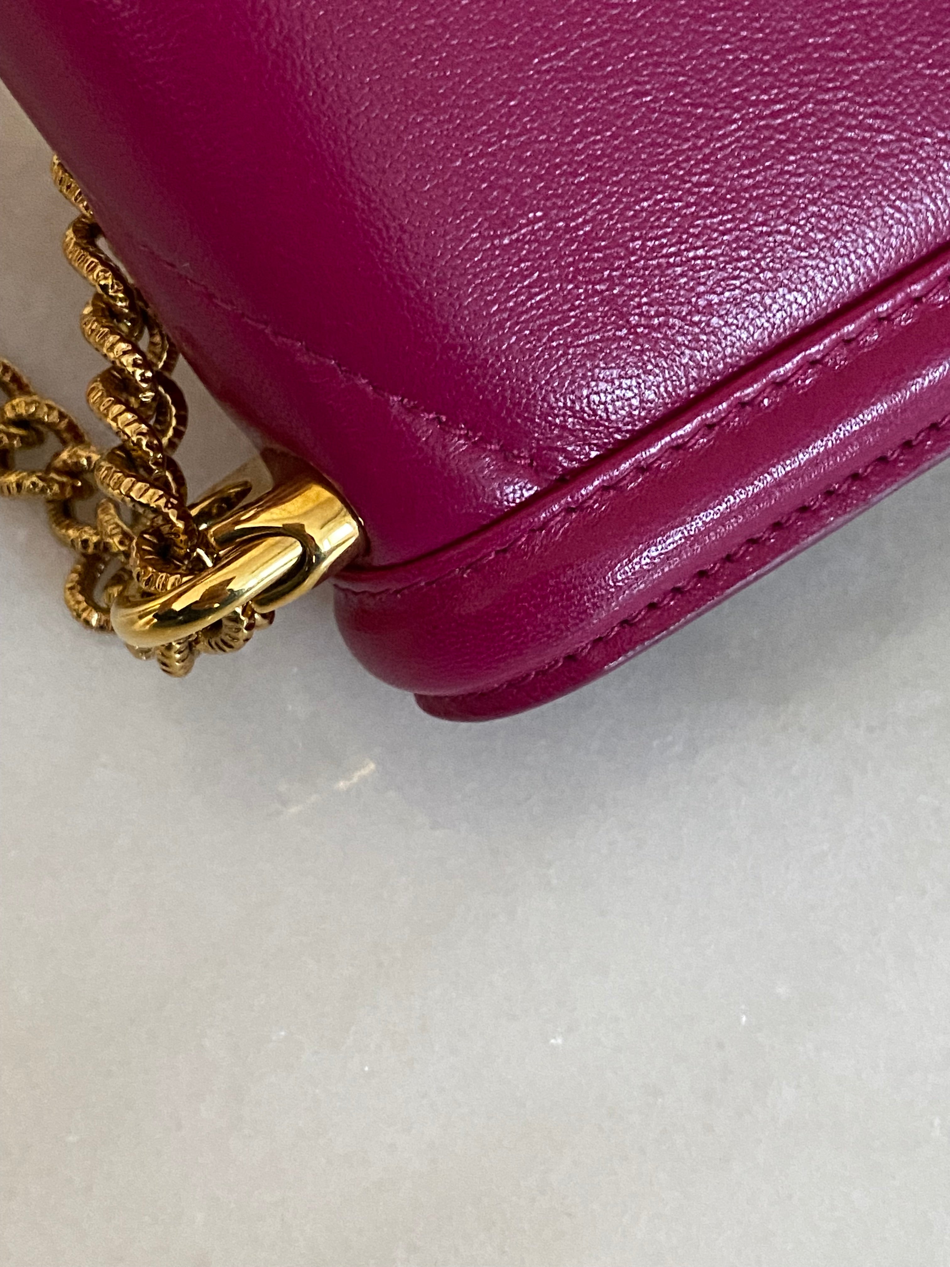 Dolce & Gabbana Fuchsia Devotion Phone Bag W/ Chain