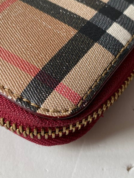 Burberry Dark Red House Check Long Wallet