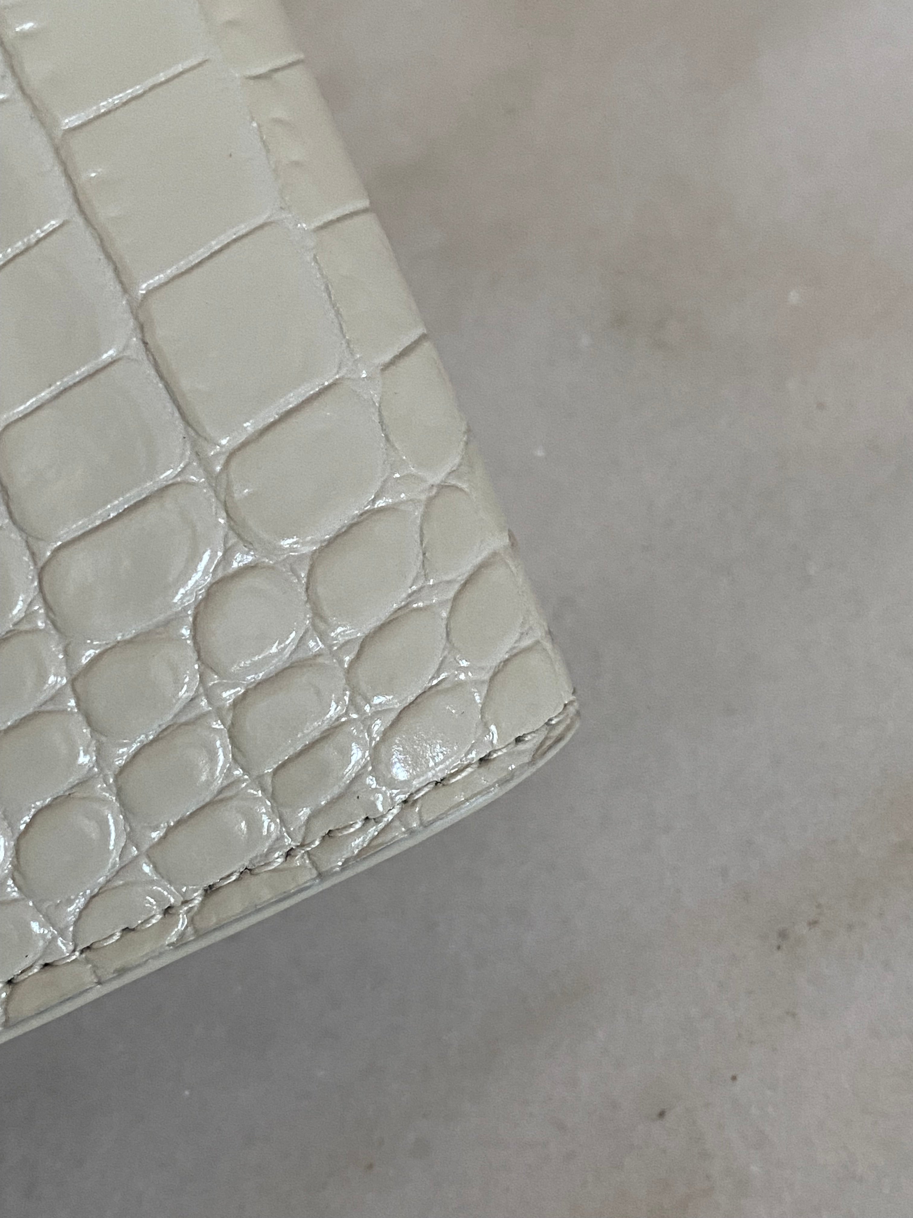 YSL Beige Croco Uptown Wallet on Chain