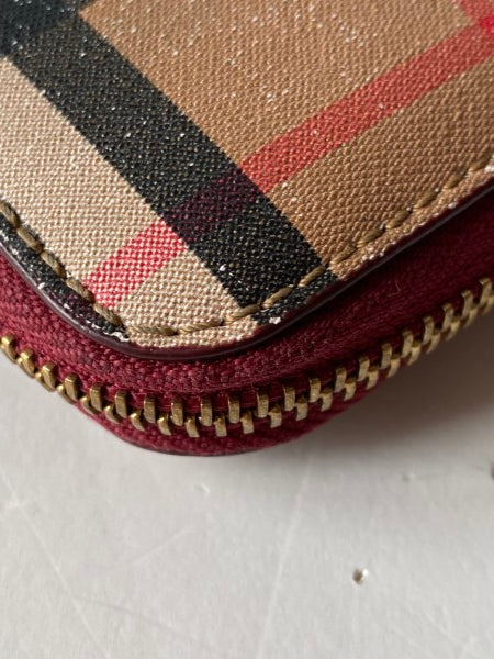 Burberry Dark Red House Check Long Wallet