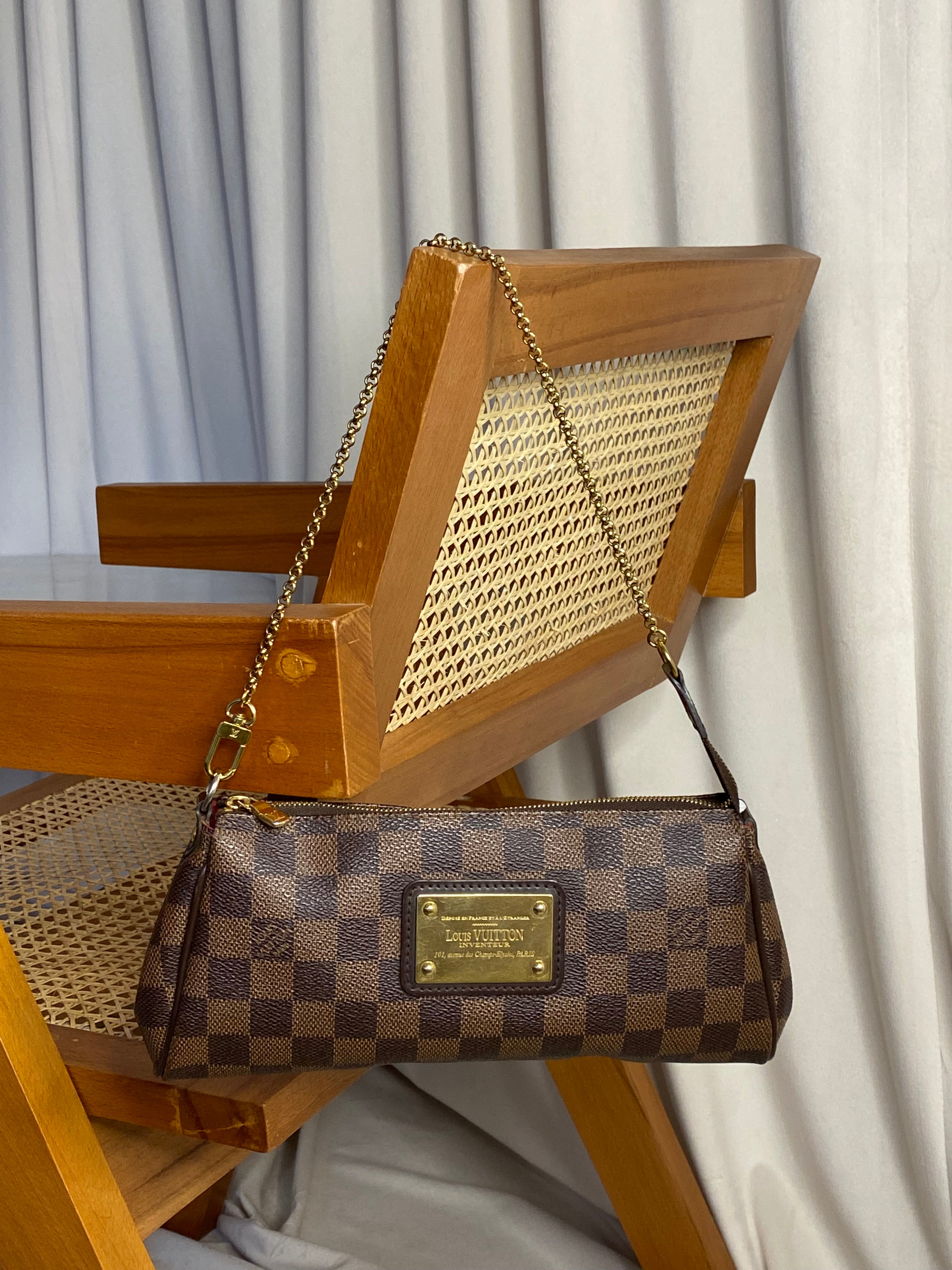 Louis Vuitton Damier Ebene Eva Clutch Bag