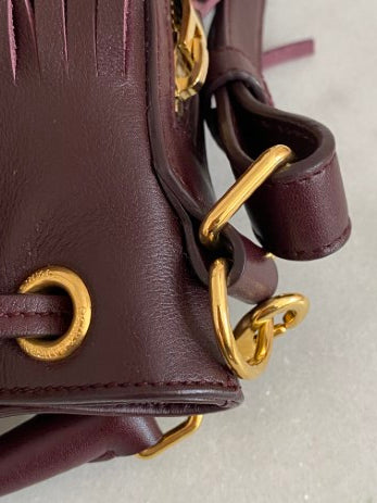 YSL Burgundy Emmanuelle Fringed Hand Bag