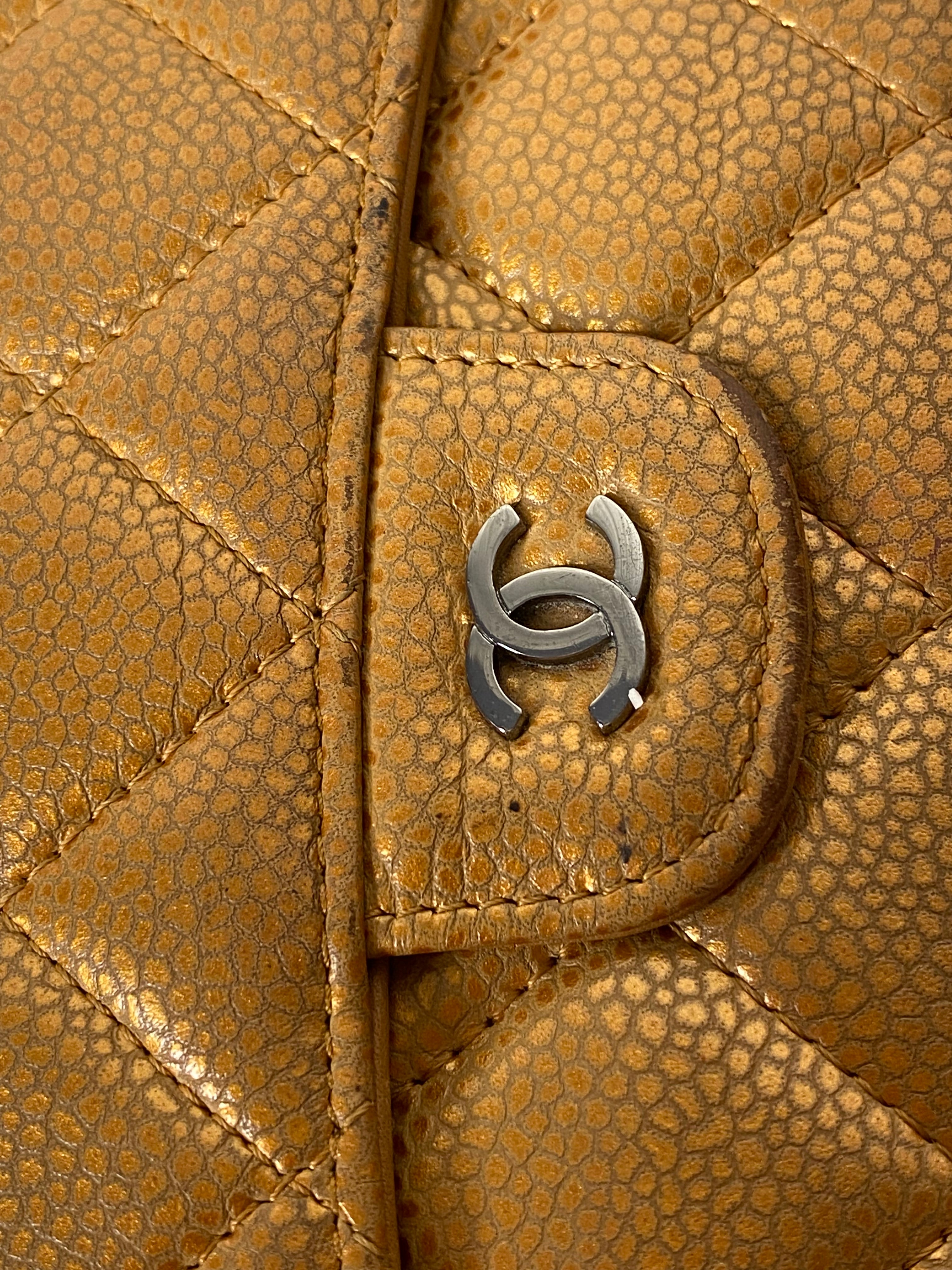 Chanel Camel Metallic Classic Flap Long Wallet